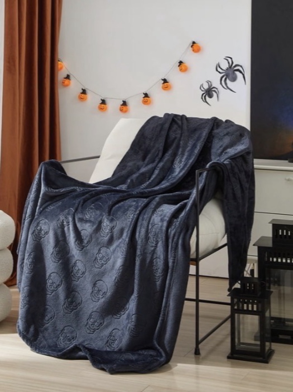 New oversized skull plush throw